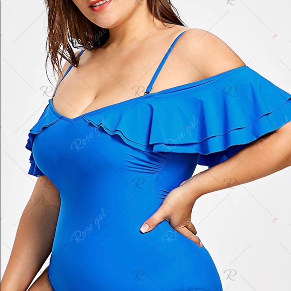 Plus size layered foldover swimsuit. - Picture 3 of 3